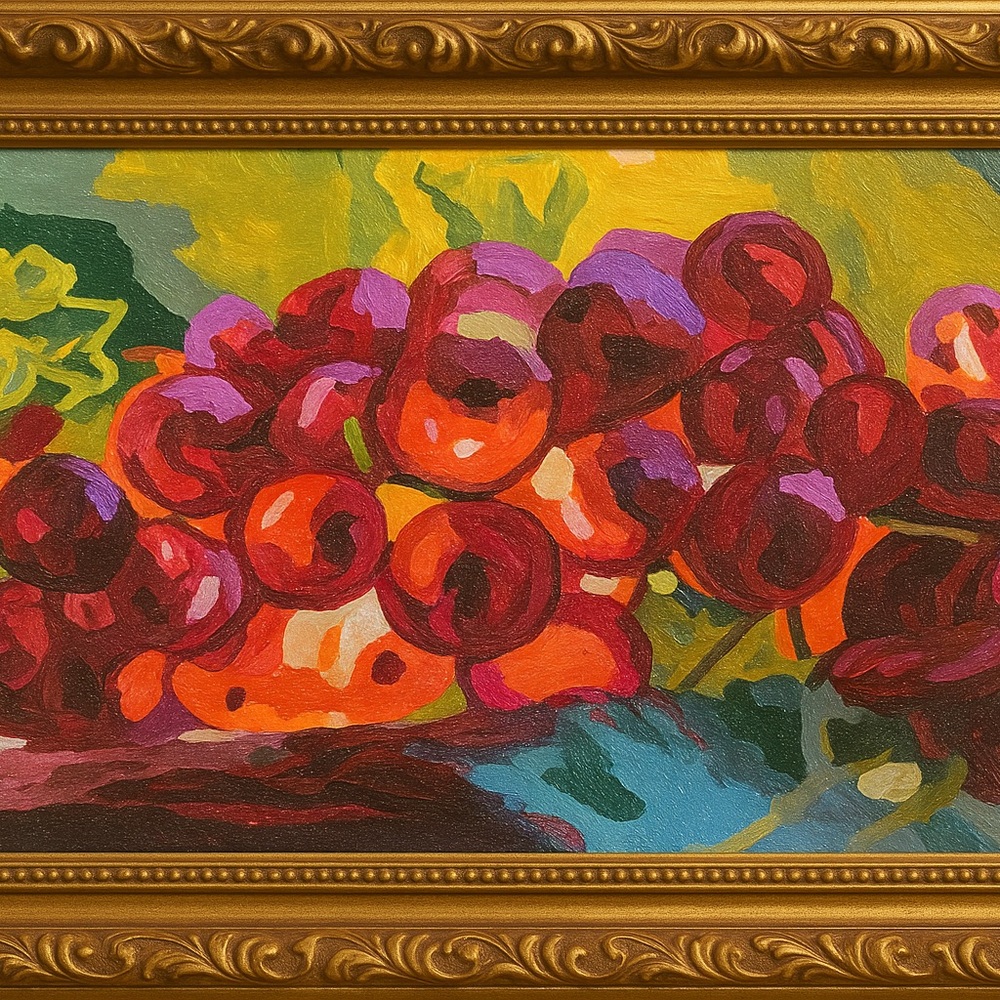 Vibrant Red Grape Fruit Painting by Brittony Martin